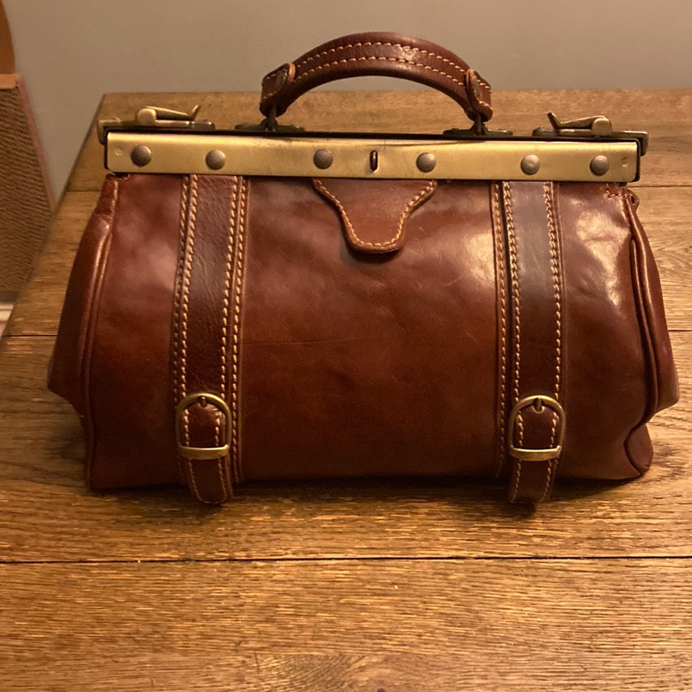 Dark brown Italian leather handbag